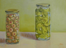 Olives and Peppers, Oil on Canvas