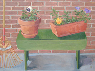 Rake and Flowers, Oil on Canvas