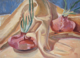 Two Onions, Oil on Canvas